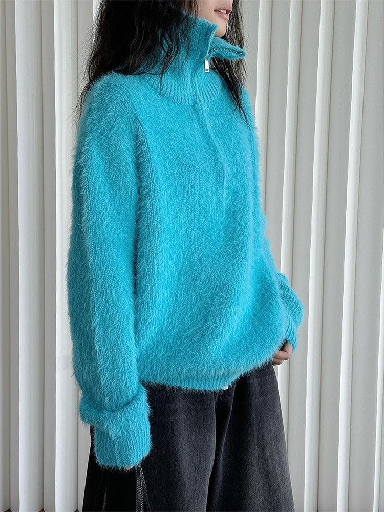 LM | Fluffy sweater with zipper