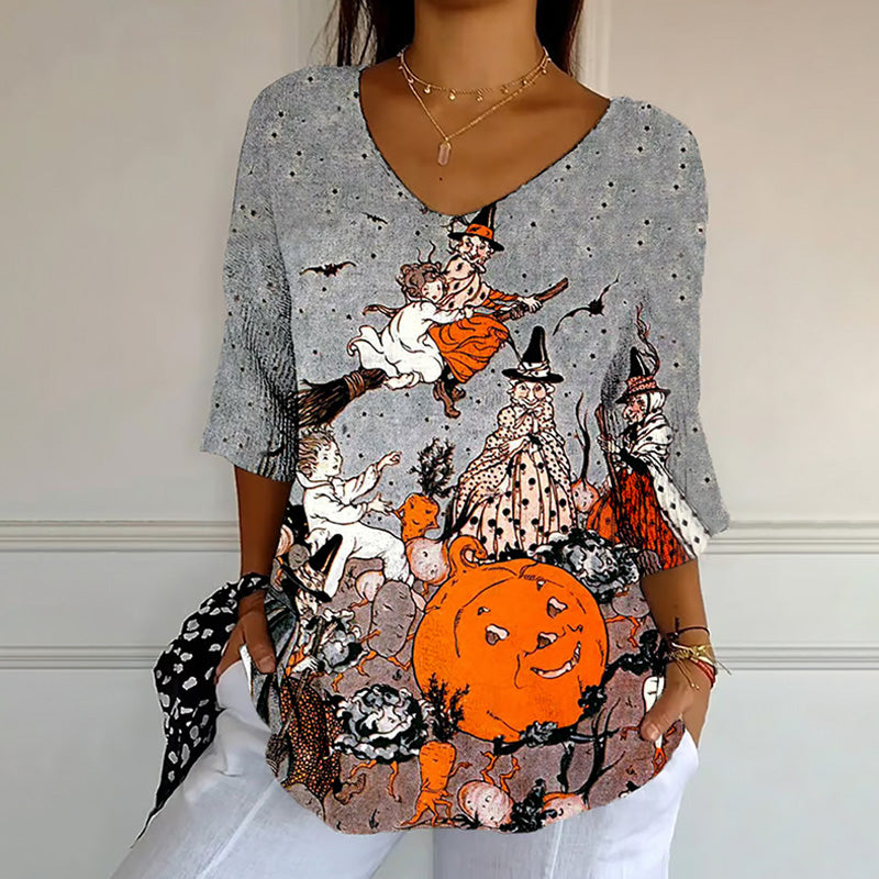 Women's Witch Art Design Print Casual T-shirt artswardrobe