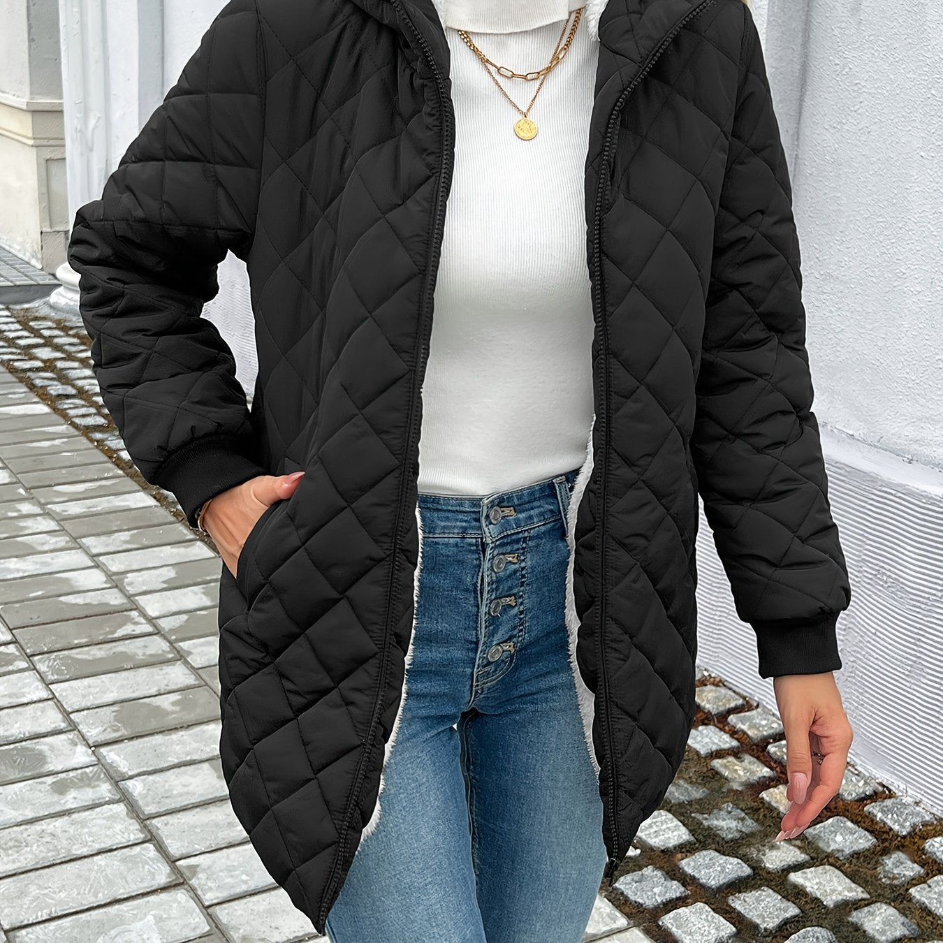 LM | Quilted puffer jacket with zipper and imitation door lining