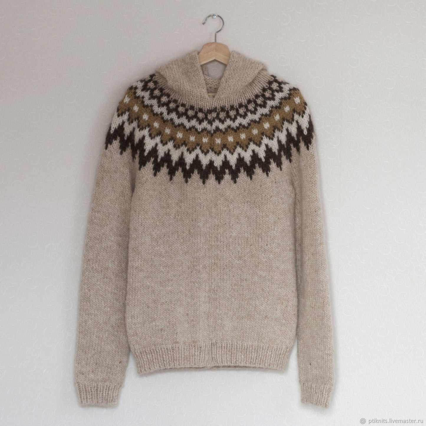 Vintage Patterned Knitted Icelandic Hooded Sweater(Unisex) elevenforest