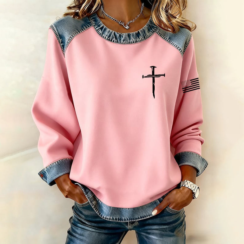 Comstylish Women's Faith Pattern Casual Sweatshirt