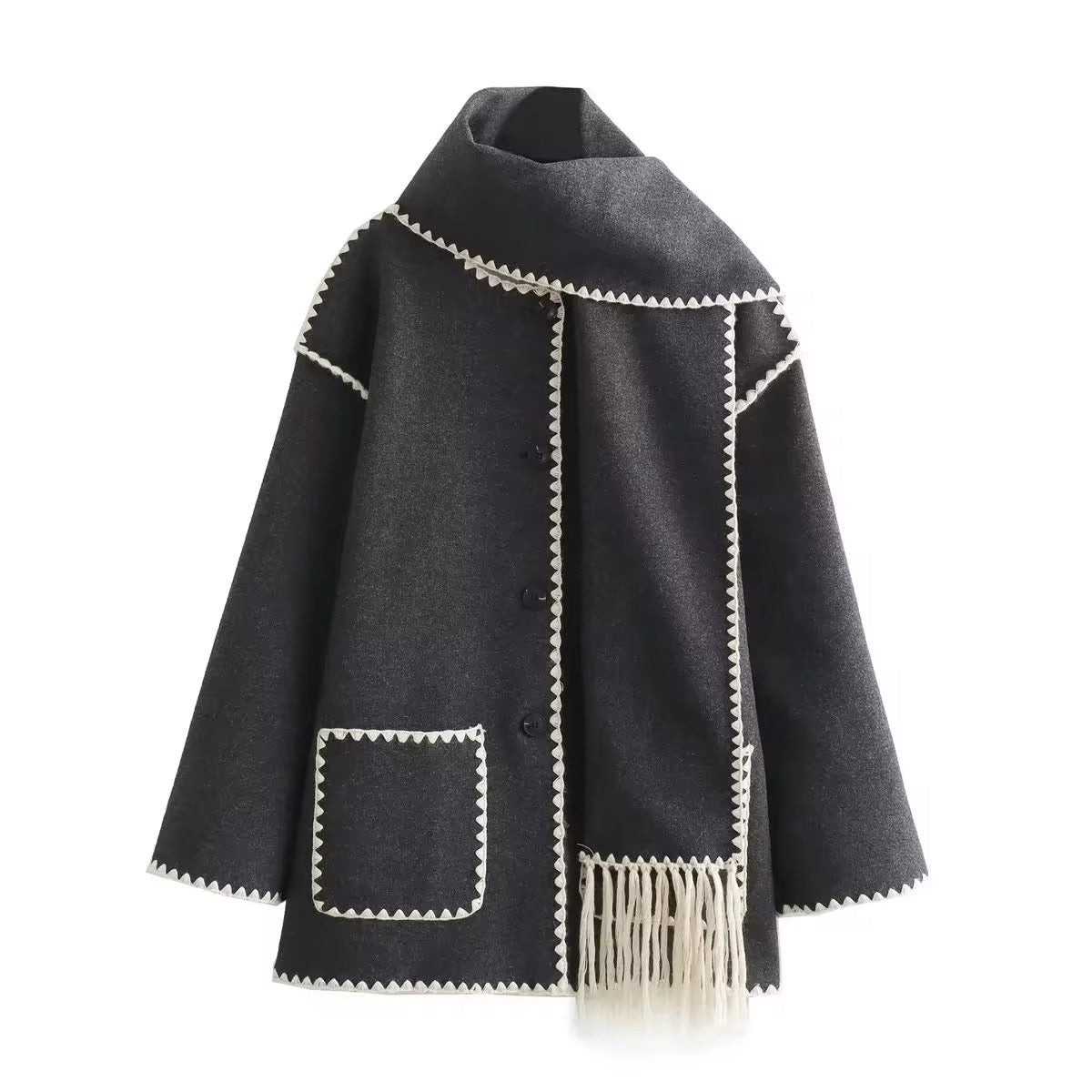 LM | loose jacket with scarf tassels