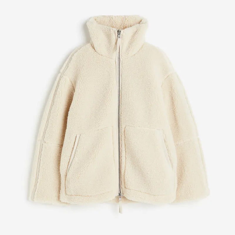 LM | Warm teddy fleece jacket with zipper for women