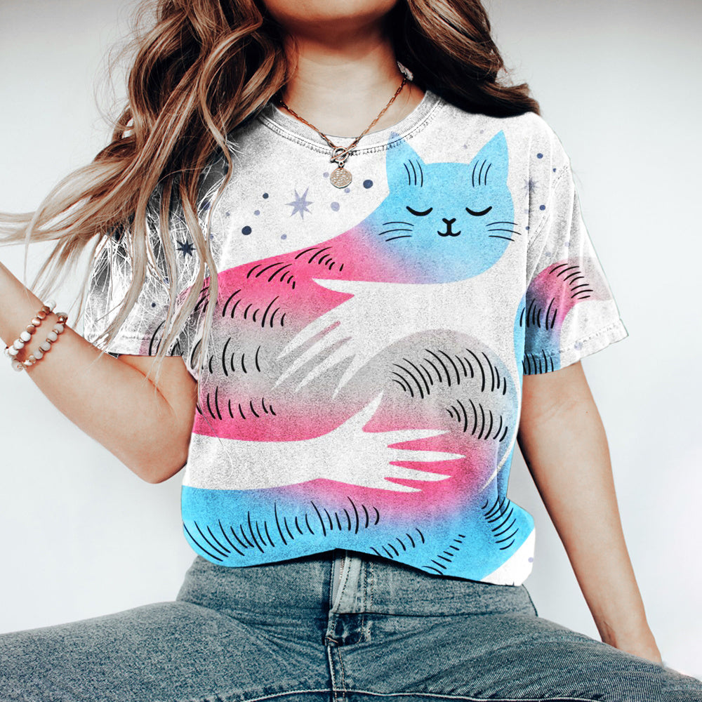 Transgender Cat Hug Lgbt Pride Women's Vintage T-shirt elevenforest