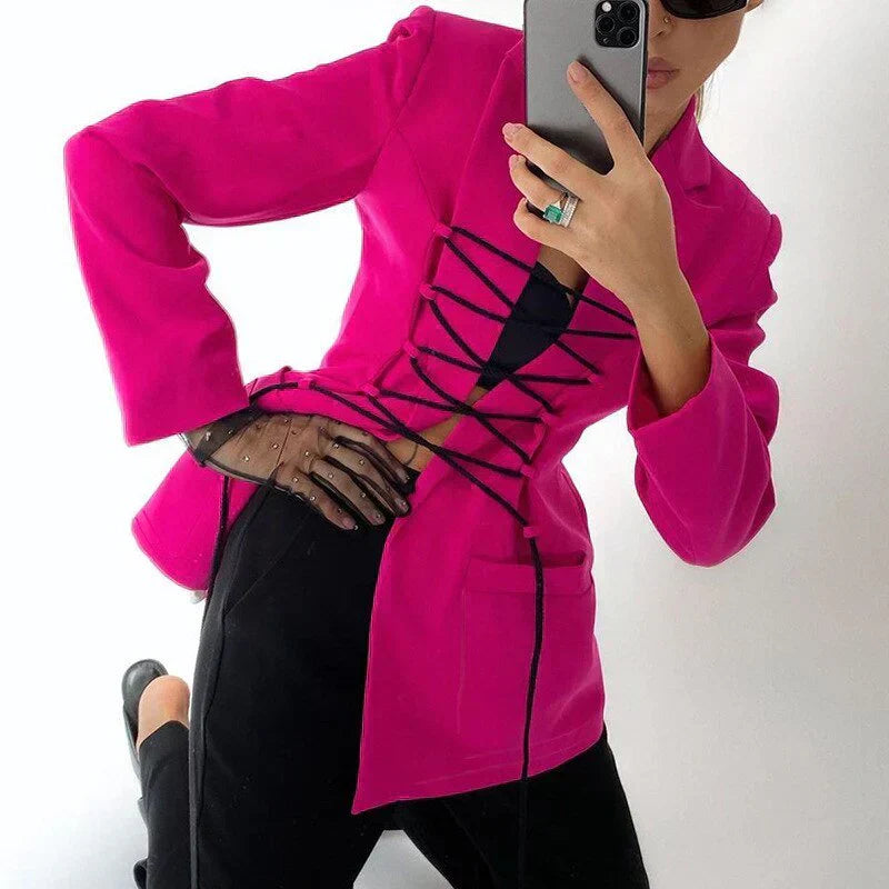 LM | lace blazer sleeve pockets thin jacket
