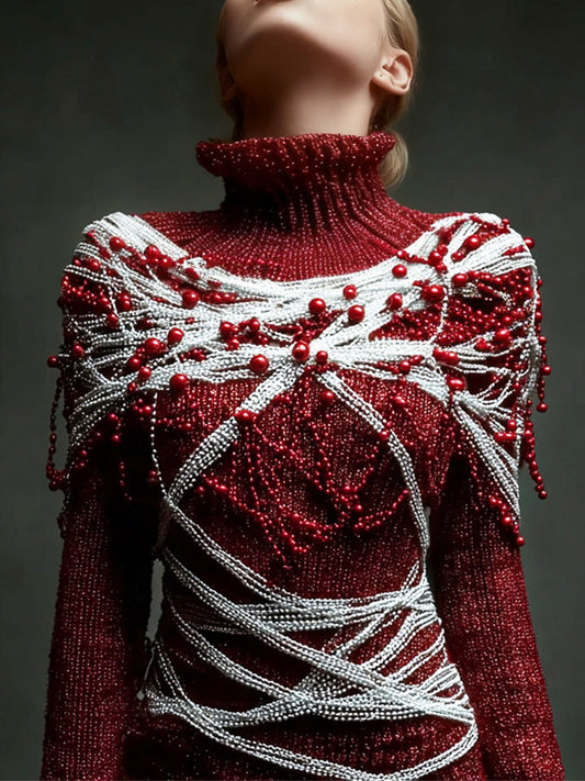 Halloween Blood Beads & Bandage Art Women's Turtleneck Sweater artswardrobe