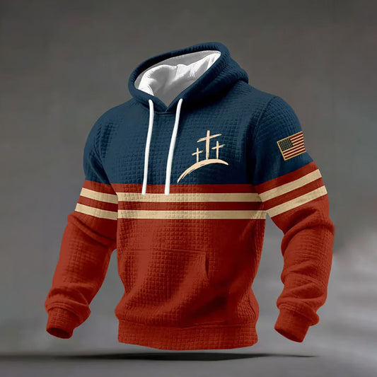 Comstylish Men's Casual Cross Faith Printed Hooded Sweatshirt
