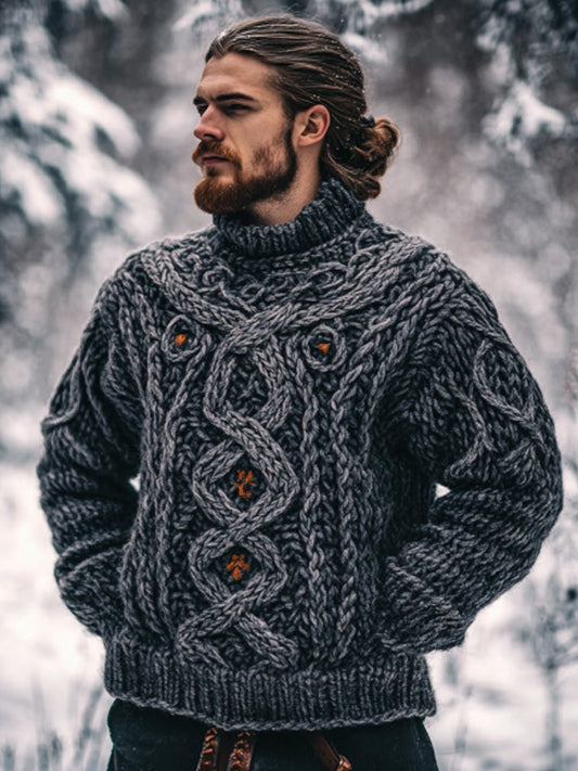 Men's Vintage Viking Inspired Celtic Jacquard Sweater artswardrobe