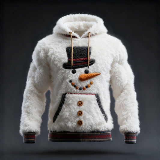 Comstylish Men's Christmas Snowman Inspired Cozy Plush Hoodie