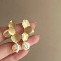 Golden Petal Baroque Pearl Earrings
