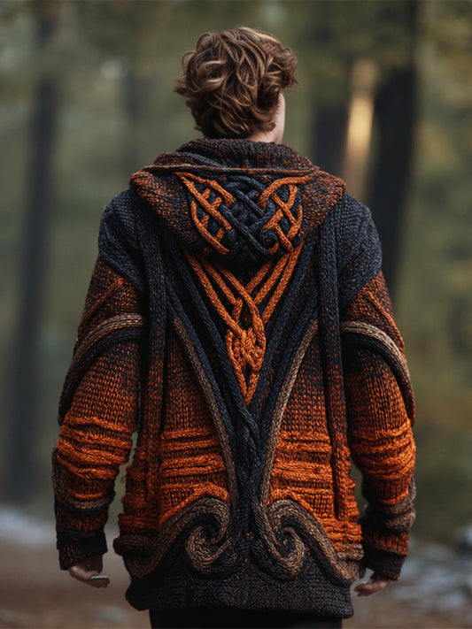 Viking Celtic Knot Art Men's Hooded Sweater Cardigan artswardrobe
