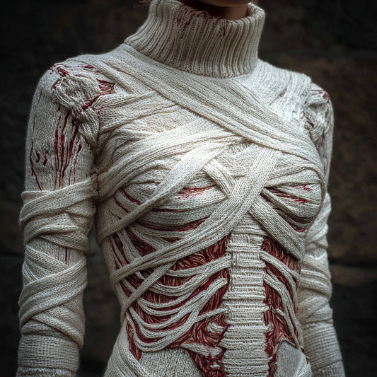 Muscle Anatomy Bloody Bandages Cozy Turtleneck Sweater artswardrobe