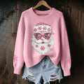 Women's Christmas Santa Claus Print Cozy Knit Pullover Sweater artswardrobe