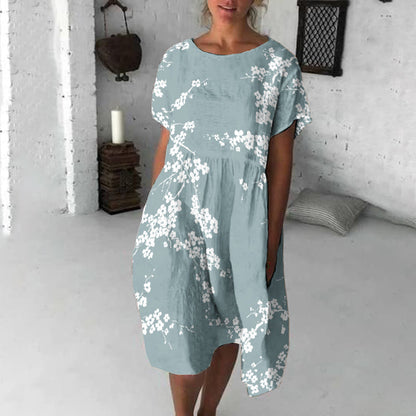 Comstylish Cherry Blossom Japanese Flowy Midi Dress