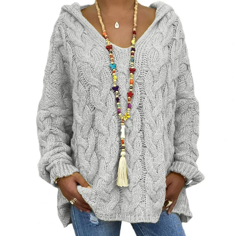 LM | Hooded sweater with V-neck