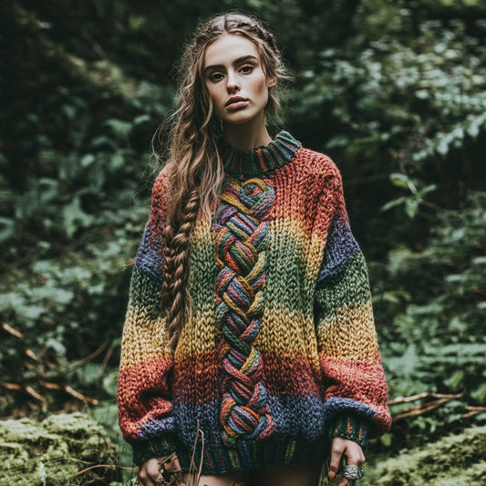 Women's Celtic Knot Mysterious Color Ombre Round Neck Sweater artswardrobe