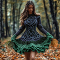 Women's Celtic Knotted Gradient Contrasting Colors Sweater Dress artswardrobe