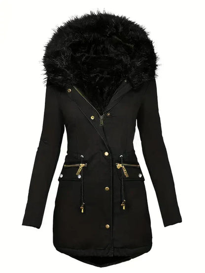 LM | Parka jacket with faux fur hood and drawstring
