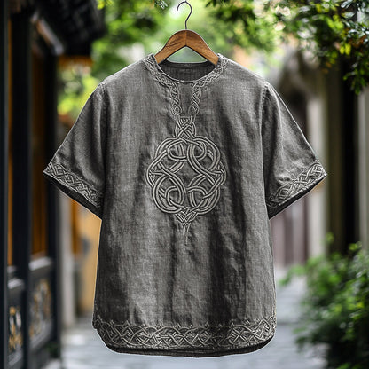 Men's Viking Celtic Knot Art Linen T-shirt artswardrobe