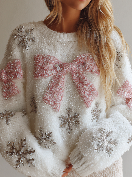 Women's Winter Christmas Element Round Neck Knitted Sweater artswardrobe