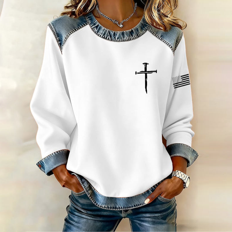 Comstylish Women's Faith Pattern Casual Sweatshirt