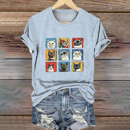 Pop Art Cat Andy Warhol Style Cat Meme T-shirt elevenforest
