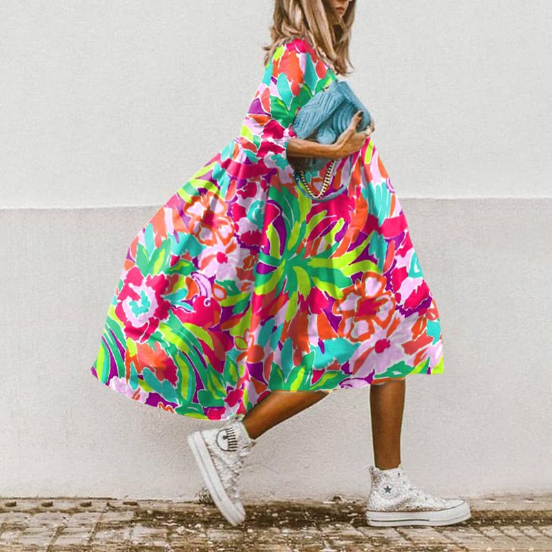 LM | Printed A-line midi dress
