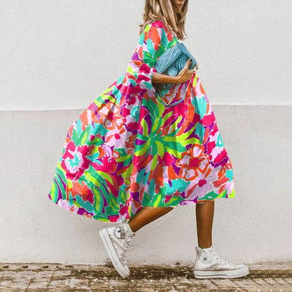 LM | Printed A-line midi dress