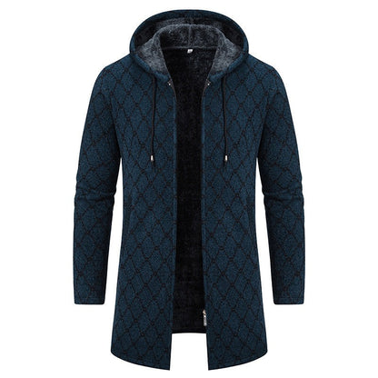 Men's Vintage Knitted Pattern Comfortable Plush Hooded Coat elevenforest