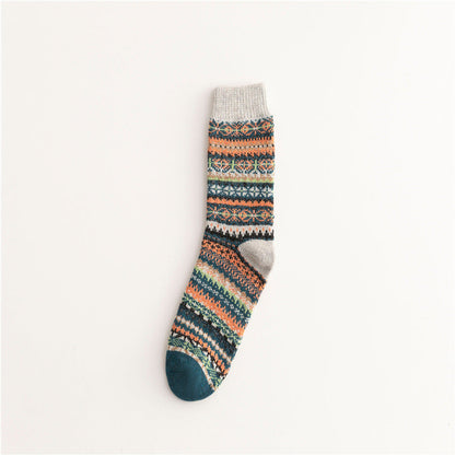 Soft Warm Retro Tribal Color Block Socks artswardrobe