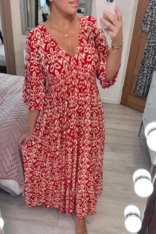 LM | Casual floral dress with V-neckline