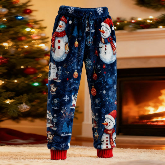 Comstylish Snowman Christmas Fun Pattern Women's Knitted Leggings