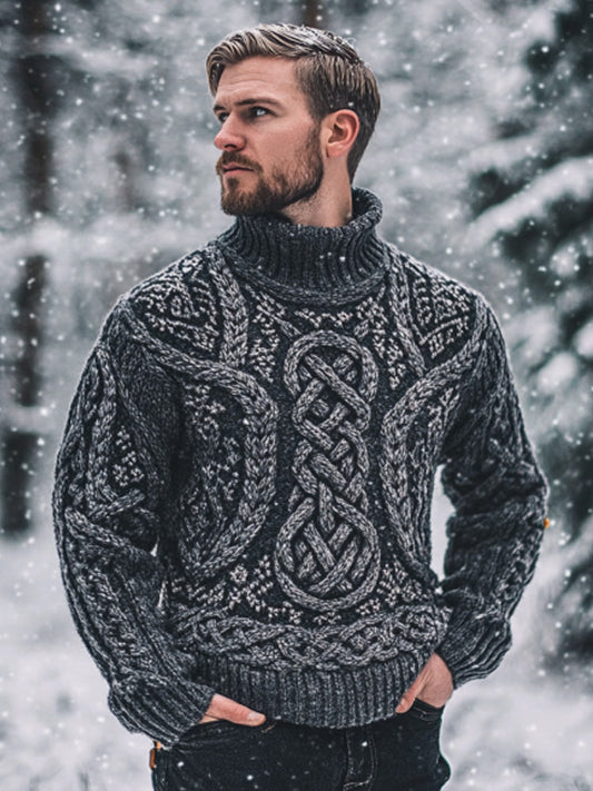 Men's Vintage Viking Inspired Celtic Jacquard Sweater artswardrobe