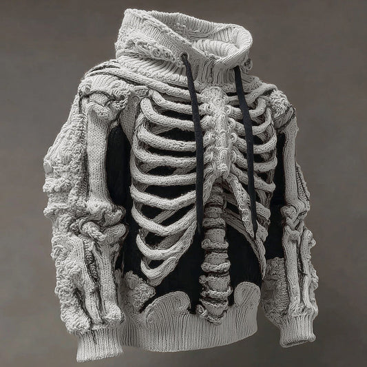Vintage Halloween Anatomy Art Knit Hooded Sweater artswardrobe