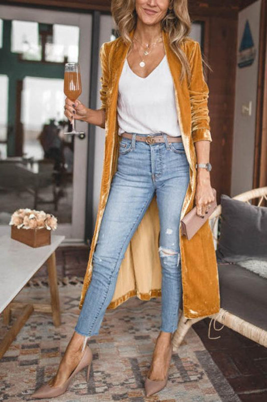 LM | stylish long velvet coat