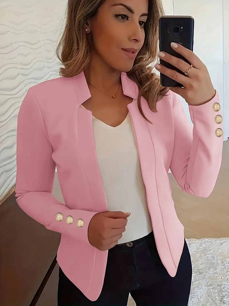 LM | Long-sleeved blazer with open button placket for spring