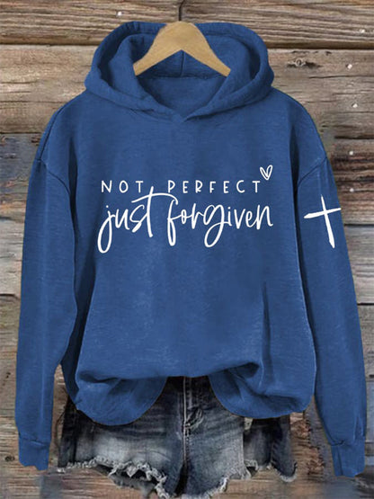 Comstylish Women's Imperfect But Forgiven Christian Faith Print Long Sleeve Hoodie