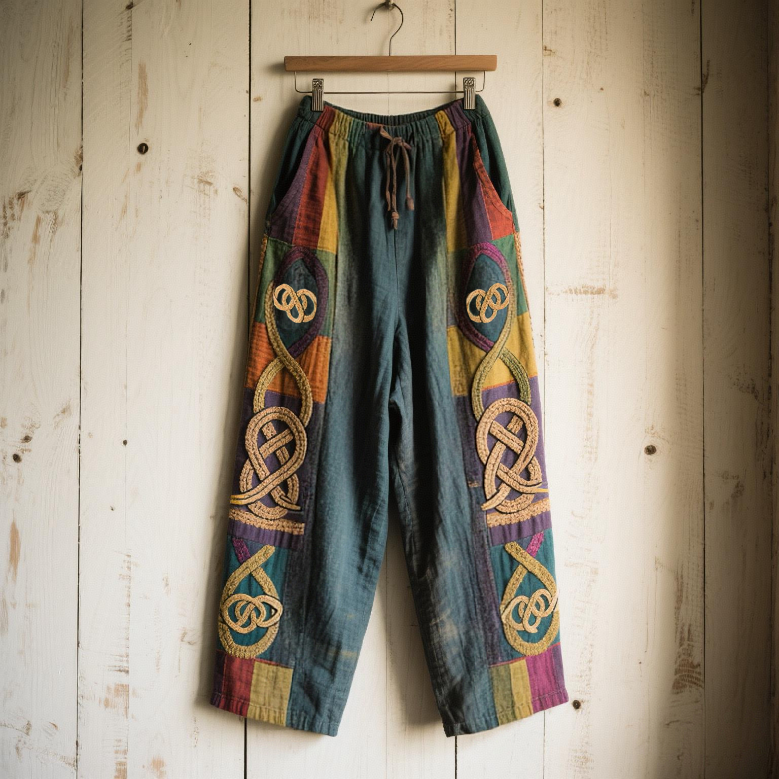 Women's Celtic Knot Lace Patchwork Art Comfort Casual Pants artswardrobe