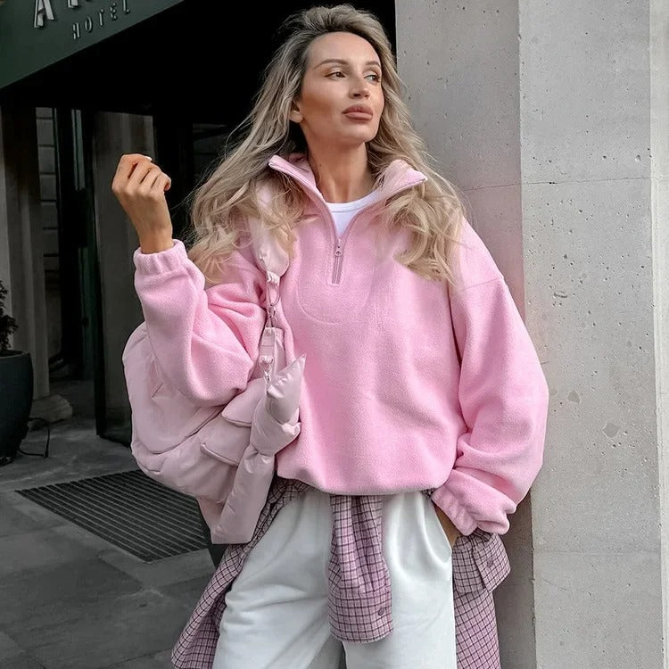 LM | Fleece pullover with half zipper