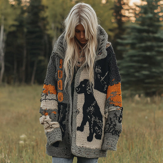 Vintage Dog Cozy Lapel Knit Sweater artswardrobe