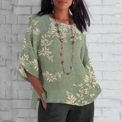 Comstylish Floral Print Crew Neck Casual T-Shirt