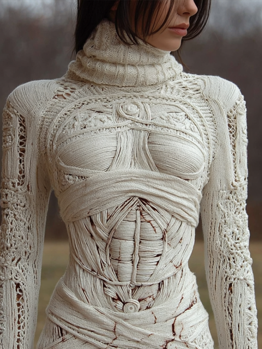 Halloween Bloody Bandages Slim Fit Turtleneck Sweater artswardrobe