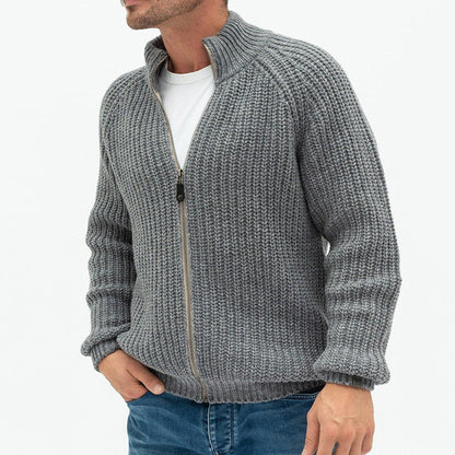 Retro Minimalist Simple Knitted Men's Zipper Sweater elevenforest