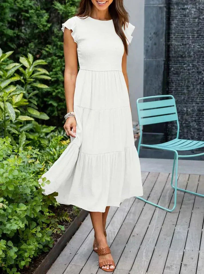 LM | Midi dresses with short sleeves for women