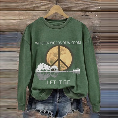 Comstylish Whisper Words Of Wisdom Let It Be Art Print Crew Neck Long Sleeve Sweatshirt