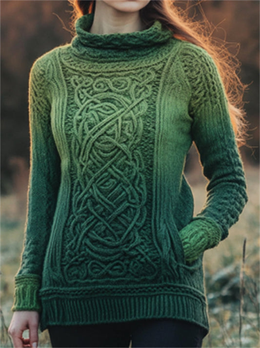 Vintage Irish Celtic Gradient Turtleneck Sweater artswardrobe