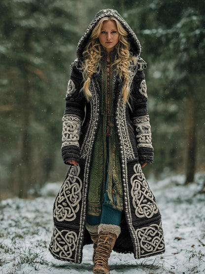 Women's Celtic Knot Irish Art Hooded Knit Cardigan artswardrobe
