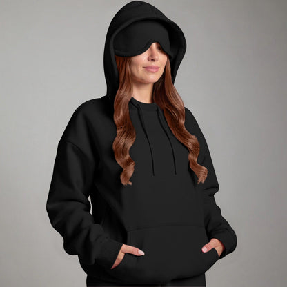 Comstylish Unisex Airplane Mode Travel Casual Cotton Blend Eye Mask Hoodie
