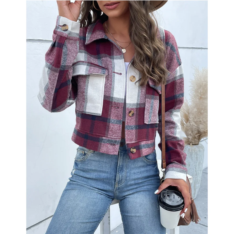 LM | Trendy plaid jacket for women