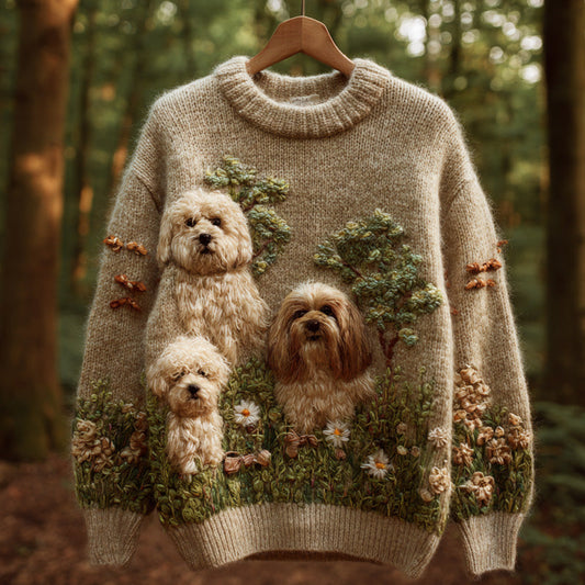 Women's Vintage Mohair Dog Embroidered Sweater artswardrobe